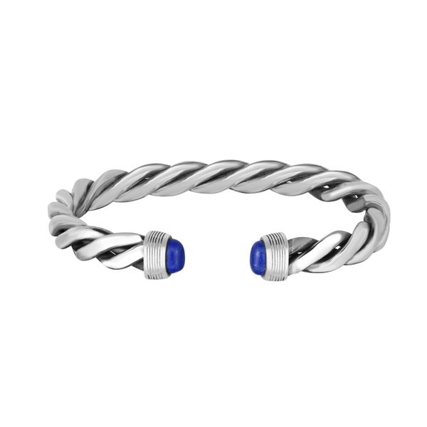 Men's Silver Lapis Cable Bracelet The Stone Jewelers Boone, NC