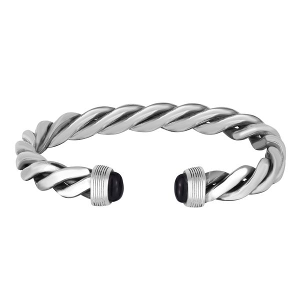Men's Silver Onyx Cable Bracelet Lewis Jewelers, Inc. Ansonia, CT