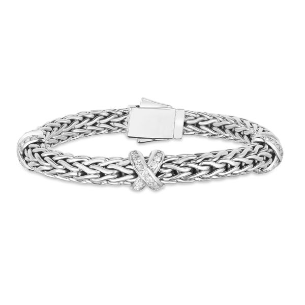 Sterling Silver Woven X White Sapphire Bracelet Chandlee Jewelers Athens, GA