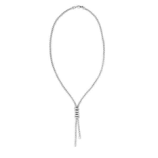Silver Woven Spiral Lariat Necklace with White Sapphires | Phillip Gavriel