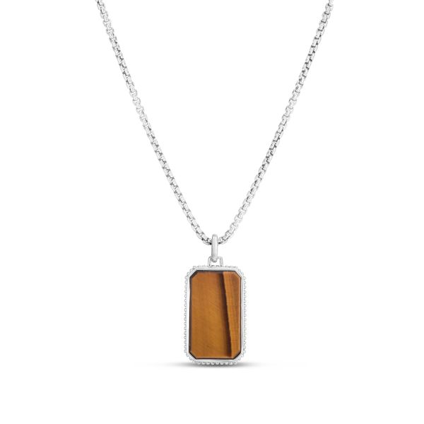Men's Silver Tiger's Eye Tag Necklace The Stone Jewelers Boone, NC
