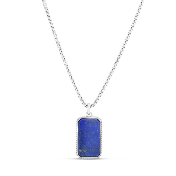 Men's Silver Lapis Tag Necklace The Stone Jewelers Boone, NC