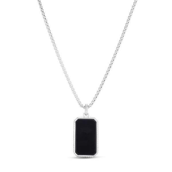 Men's Silver Onyx Tag Necklace Daniel Jewelers Brewster, NY