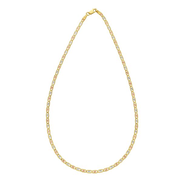 3mm Valentino Chain 14k Gold Valentino Necklace, Tri Color Gold