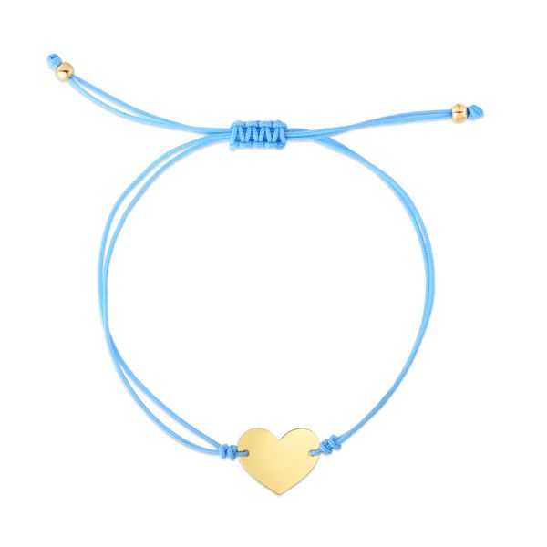 14K Blue Cord Heart Adjustable Bracelet Scirto's Jewelry Lockport, NY