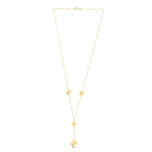 14K Gold Pyramid Station Lariat Necklace Lewis Jewelers, Inc. Ansonia, CT