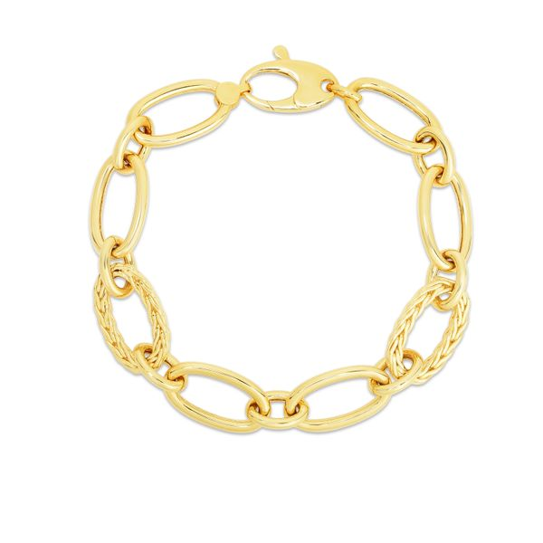 14K Gold Oval Link Chain Bracelet 7.5 Inches