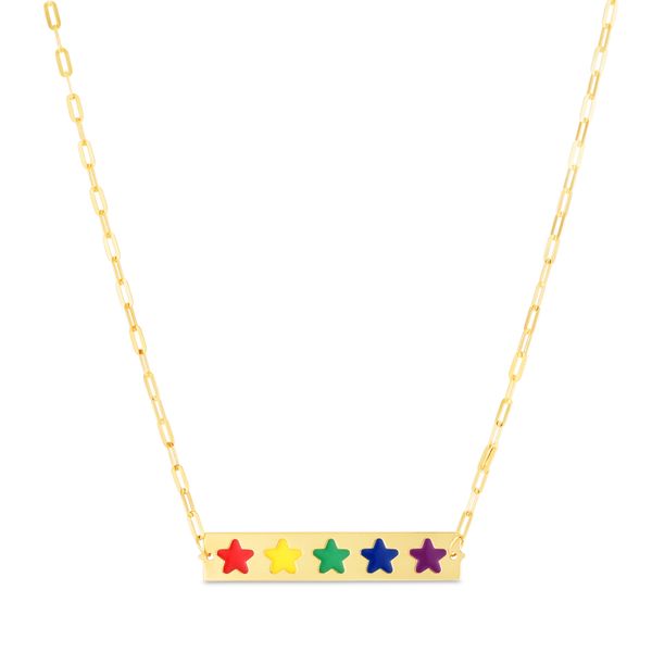 14K Rainbow Enamel Stars Bar Bracelet Scirto's Jewelry Lockport, NY