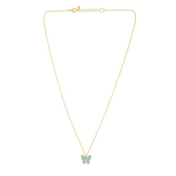 14K Gold Turquoise Paste Butterfly Necklace James Douglas Jewelers LLC Monroeville, PA