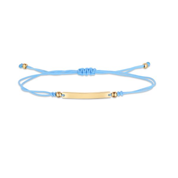 14K Gold Bar Blue Cord Bracelet Karen's Jewelers Oak Ridge, TN
