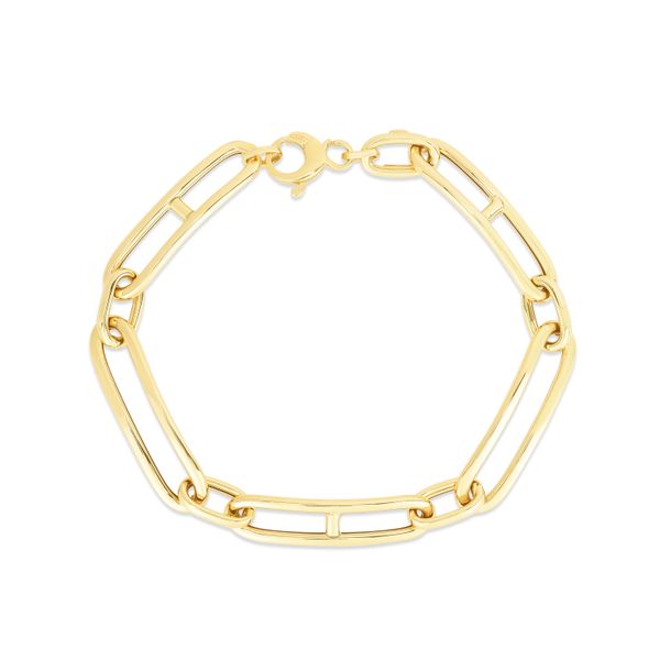 14K Gold 7.4mm Elongated Alternating Mariner Link Bracelet  Morin Jewelers Southbridge, MA