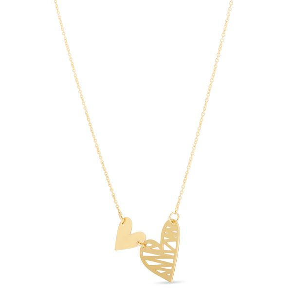 14K Gold Initial Heart Necklace 14K Yellow Gold / 18 +$20