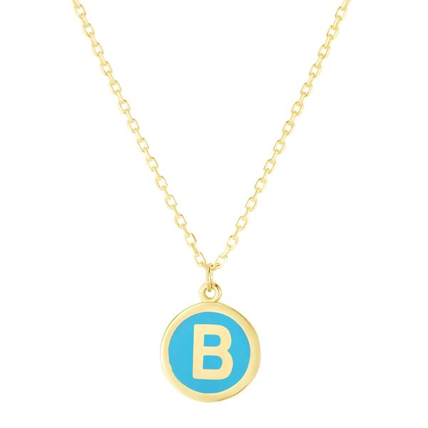 14K Turquoise Enamel B Initial Necklace Carroll / Ochs Jewelers Monroe, MI
