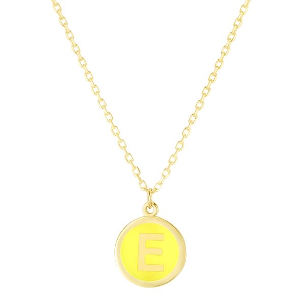 14K Yellow Enamel E Initial Necklace Karen's Jewelers Oak Ridge, TN