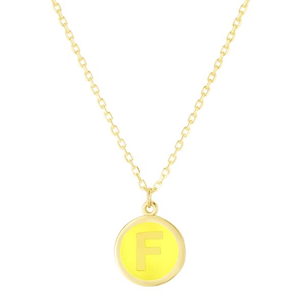 14K Yellow Enamel F Initial Necklace Comstock Jewelers Edmonds, WA