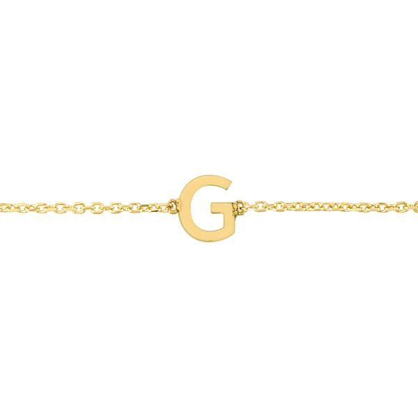  14K Real Solid Gold Initial Bracelet for Women, A-Z Custom Letter  Bracelets