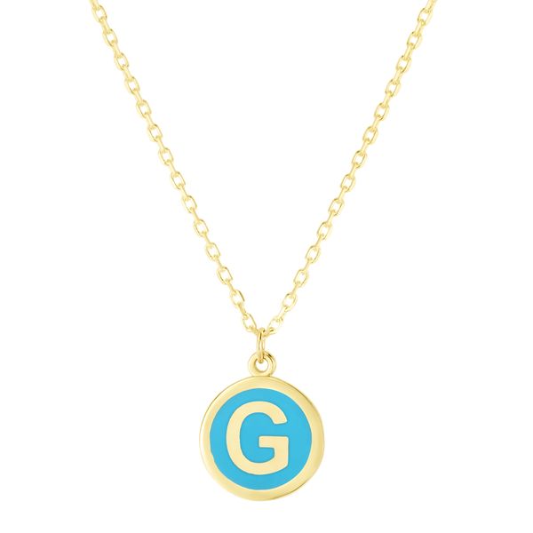 14K Turquoise Enamel G Initial Necklace G.G. Gems, Inc. Scottsdale, AZ
