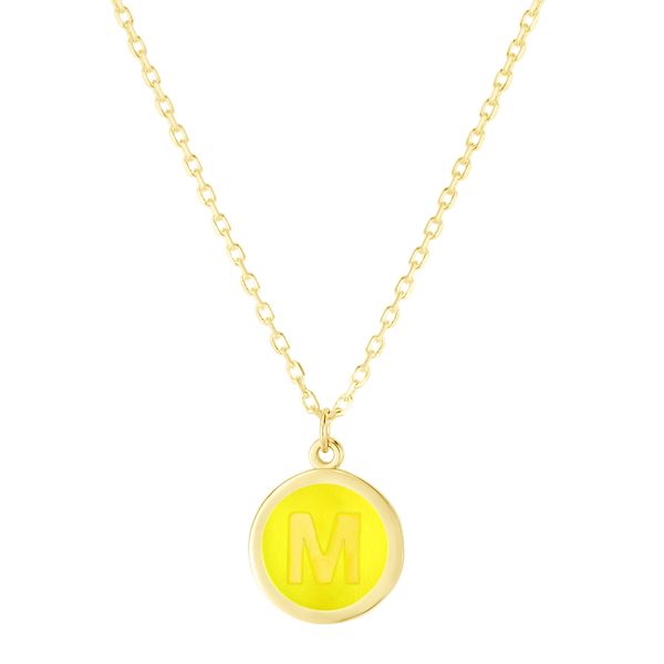 14K Yellow Enamel M Initial Necklace J. West Jewelers Round Rock, TX