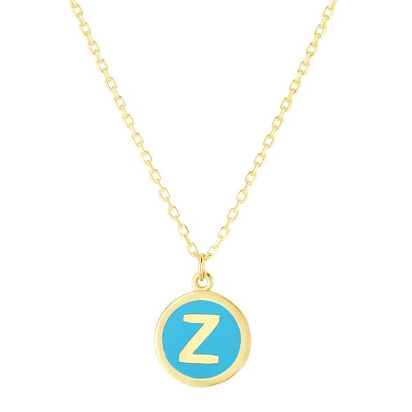 14K Turquoise Enamel Z Initial Necklace Comstock Jewelers Edmonds, WA