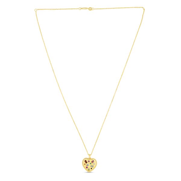 14K Gold Gemstone Inlay Heart Necklace Morin Jewelers Southbridge, MA
