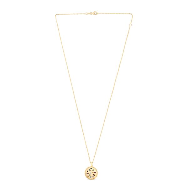 14K Gold Gemstone Disc Necklace Scirto's Jewelry Lockport, NY