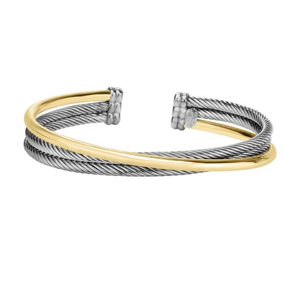 Sterling Silver & 18K Gold Italian Cable Triple Row Abbraccio Cuff Karen's Jewelers Oak Ridge, TN