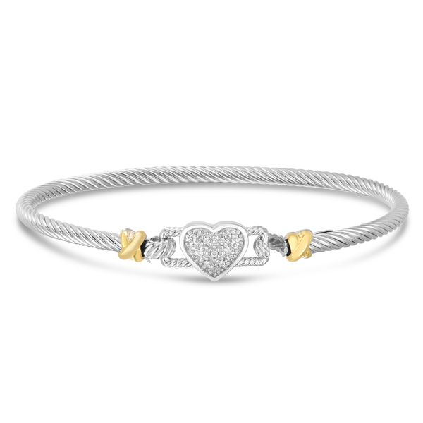 Silver & 18K Pave Heart Hook Bangle SILBG3095-07, Peran & Scannell  Jewelers
