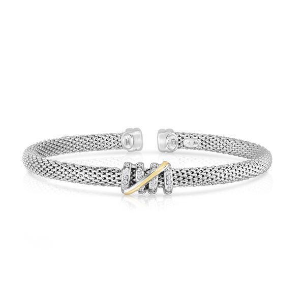 Small Diamond Tally Cuff Bracelet in Sterling Silver & 18K Karen's Jewelers Oak Ridge, TN
