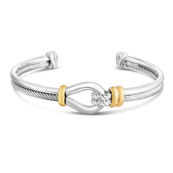 18K Gold & Silver Italian Cable Knot Cuff Daniel Jewelers Brewster, NY