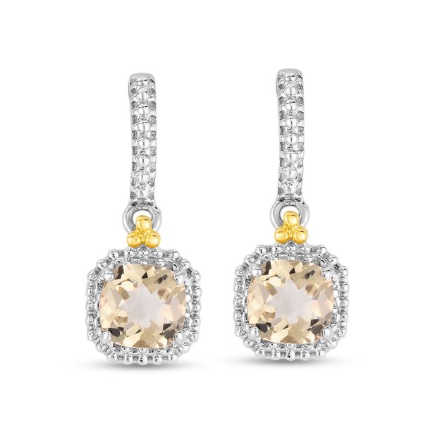 18K Gold & Silver   Square Drop Popcorn Earring Leslie E. Sandler Fine Jewelry and Gemstones rockville , MD