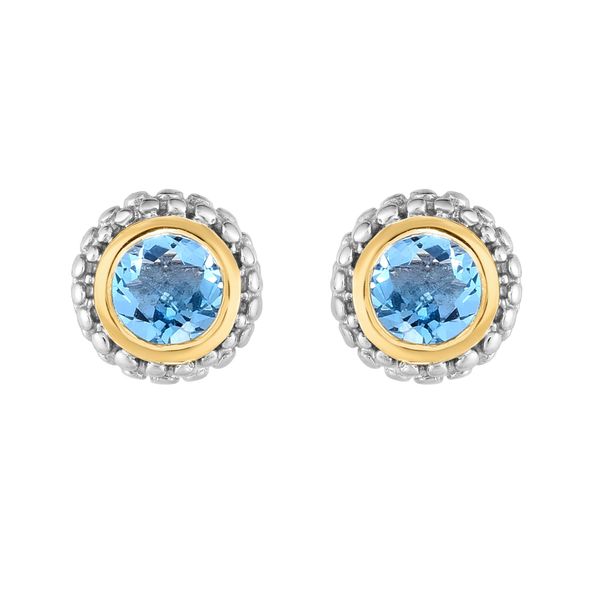 Sterling Silver & 18K Gold Popcorn Birthstone Stud Earrings The Stone Jewelers Boone, NC