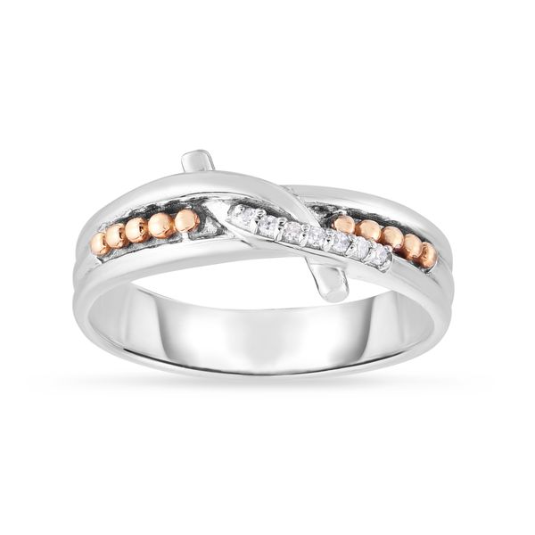 18K Gold & Silver Popcorn Diamond Twist Ring Alan Miller Jewelers Oregon, OH