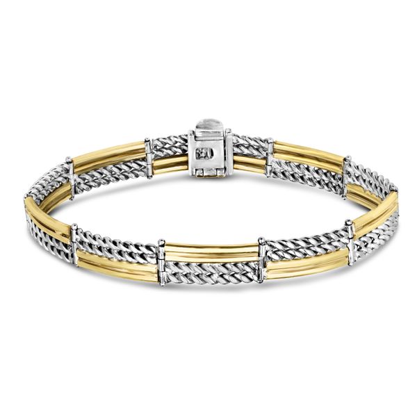 18K Gold & Silver 8in  Rectangle Bar Bracelet  Young Jewelers Jasper, AL