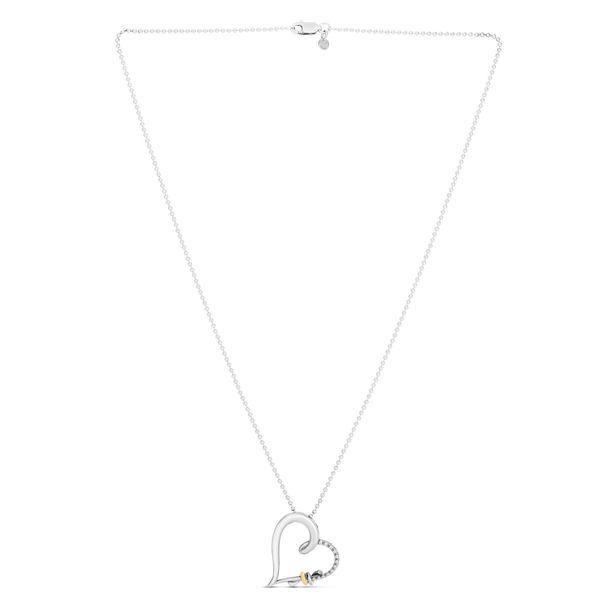 18K & Silver Open Heart Popcorn Love Knot Necklace James Douglas Jewelers LLC Monroeville, PA