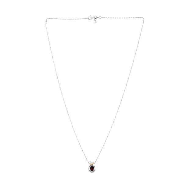 Silver & 18K Popcorn Love Knot Birthstone Necklace Dondero's Jewelry Vineland, NJ