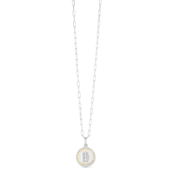 Silver-18K Popcorn Initials Letter B Necklace Scirto's Jewelry Lockport, NY