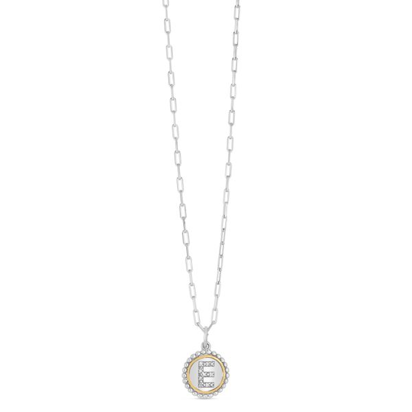 Silver-18K Popcorn Initials Letter E Necklace Barron's Fine Jewelry Snellville, GA