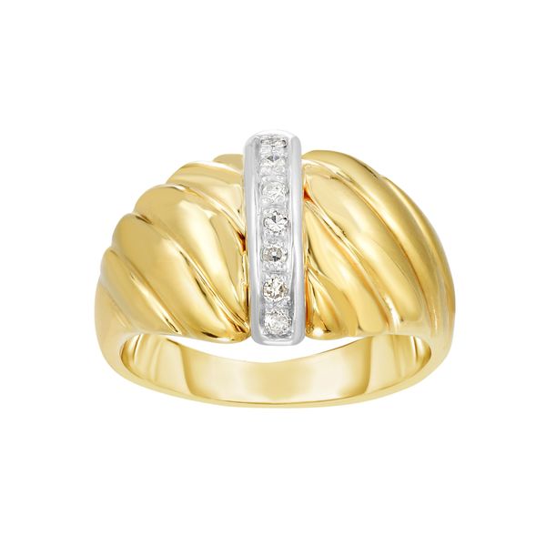 14K Gold Diamond Bar Sculpted Ring J. West Jewelers Round Rock, TX