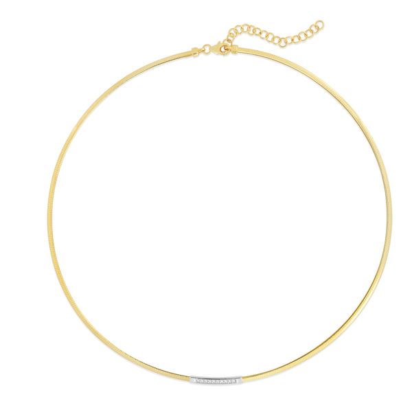 14K Gold Skinny Omega Diamond Bar Necklace Scirto's Jewelry Lockport, NY