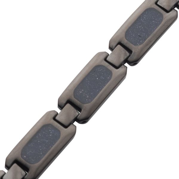 Matte Finish Gun Metal IP Genuine Blue Sandstone Inlay Link Bracelet Image 3 Ritzi Jewelers Brookville, IN