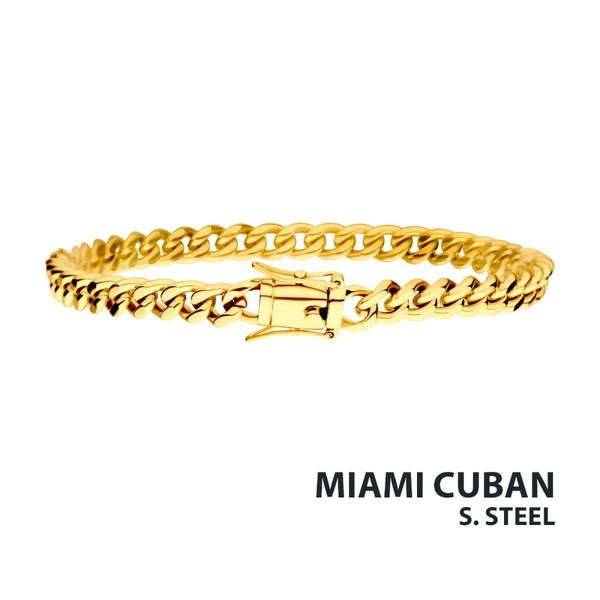 6mm 18Kt Gold IP Miami Cuban Chain Bracelet BR15011GP-0685