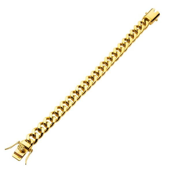 INOX 12mm 18K Gold Plated Miami Cuban Chain Bracelet | Lewis