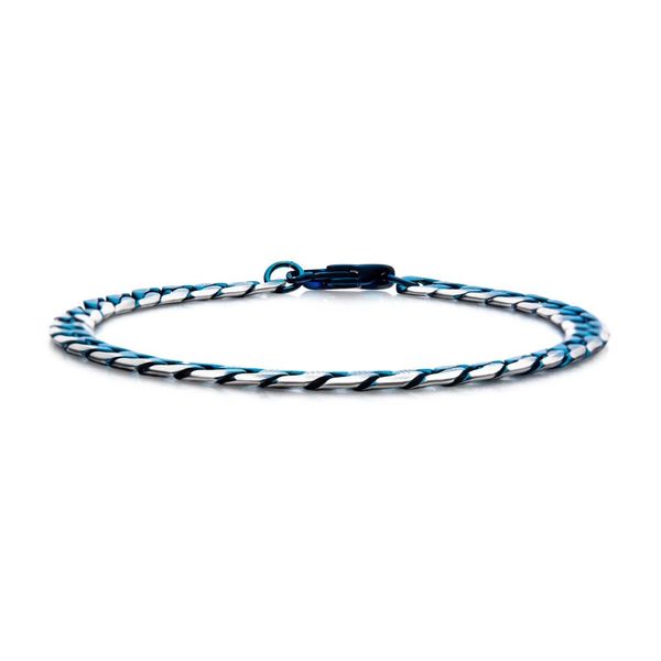 Stainless Steel Blue Plated Curb Cuban Chain with Lobster Clasp Morin Jewelers Southbridge, MA