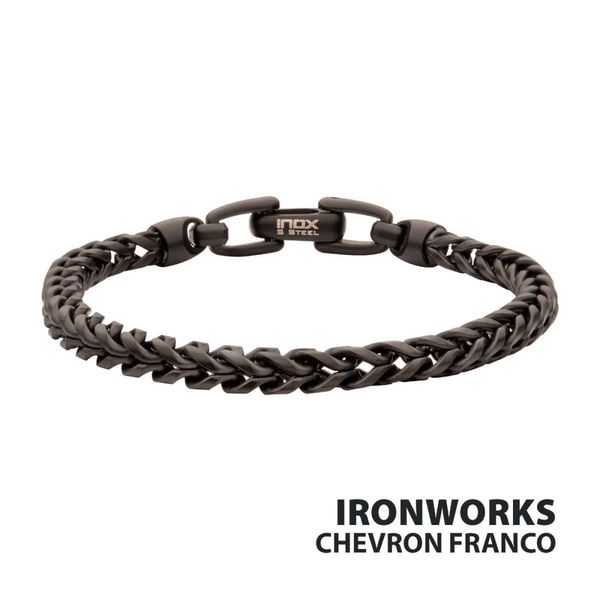 Men's 5mm Wide Black Stainless Steel Franco Chain Bracelet - 8.5" Length, Lobster Clasp, Nickel-Free