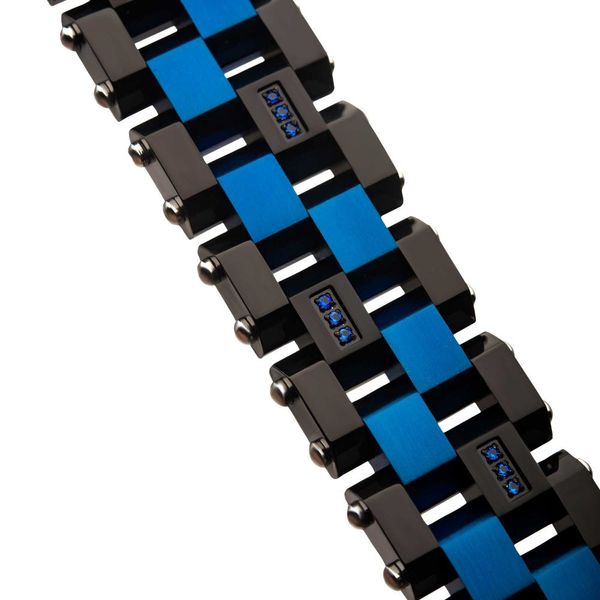 Blue & Black Plated with 36pcs CNC Prong Set Blue AAA CZ Link Bracelet Image 3 Jayson Jewelers Cape Girardeau, MO