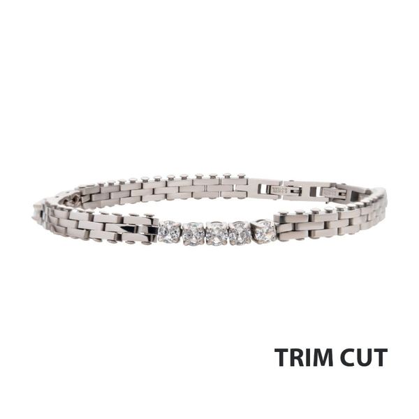 Trim Cut with Clear CZ Tennis Steel Bracelet Ritzi Jewelers Brookville, IN