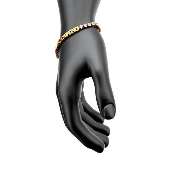 Trim Cut with Clear CZ Tennis 18K Gold IP Bracelet Image 4 Tipton's Fine Jewelry Lawton, OK