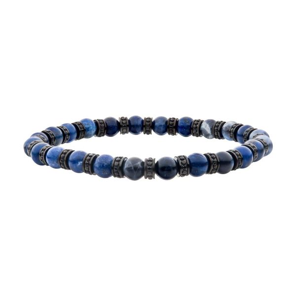 Black Steel Disks Alternating with Genuine Lapis Lazuli & Blue Sodalite Stone Beads P.K. Bennett Jewelers Mundelein, IL