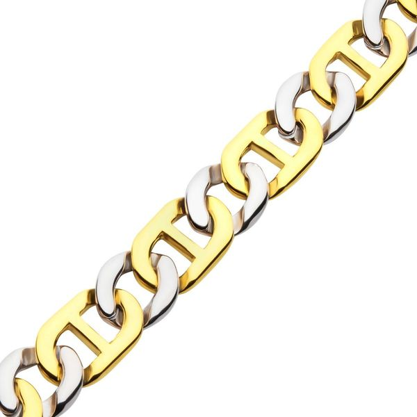 18Kt Gold IP Stainless Steel 11mm Mariner Link Chain Two-ton, Ken Walker  Jewelers