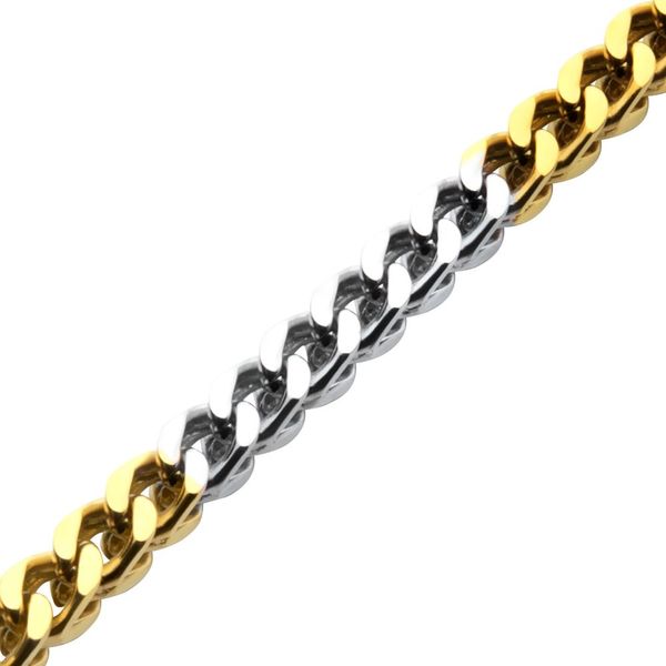 5.75mm 18Kt Gold IP Steel Franco Chain Two-tone Bracelet with Ornate Clasp Image 3 Peran & Scannell Jewelers Houston, TX